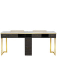 Luna Double Nail Table - Include 1 Cabinet - New Star Salon Furniture