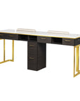 Luna Double Nail Table - Include 1 Cabinet - New Star Salon Furniture