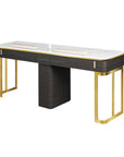 Luna Double Nail Table - Include 1 Cabinet - New Star Salon Furniture