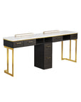 Luna Double Nail Table - Include 1 Cabinet - New Star Salon Furniture