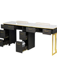 Luna Double Nail Table - Include 2 Cabinet - New Star Salon Furniture
