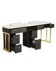 Luna Double Nail Table - Include 2 Cabinet - New Star Salon Furniture