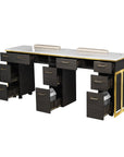 Luna Double Nail Table - Include 3 Cabinet - New Star Salon Furniture