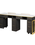 Luna Double Nail Table - Include 3 Cabinet - New Star Salon Furniture