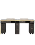 Luna Double Nail Table - Include 3 Cabinet - New Star Salon Furniture