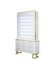 Luna Polish & Powder Rack w. Cabinet - LED Box - New Star Salon Furniture