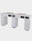 VK Double Nail Table 72"7/8 (White Color) - New Star Salon Furniture