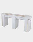 VK Double Nail Table w/Pipe 72"7/8 (White Color) - New Star Salon Furniture