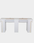 VK Double Nail Table w/Pipe 72"7/8 (White Color) - New Star Salon Furniture