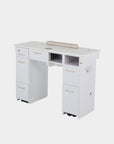VK Nail Table w/Pipe 43" (White Color) - New Star Salon Furniture