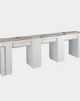 VK Triple Nail Table w/Pipe (White Color) - New Star Salon Furniture