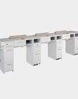 VK Triple Nail Table w/Pipe (White Color) - New Star Salon Furniture