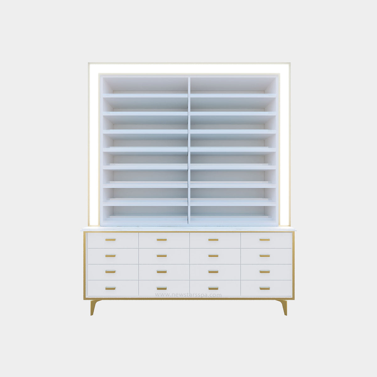 K 1-Sided 2-in-1 Rack w/Cabinet w/Frame Lightbox - 68" - New Star Spa &amp; Furniture Corp.