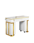 Luna Nail Table - w. Pipe-  Include 2 Cabinet