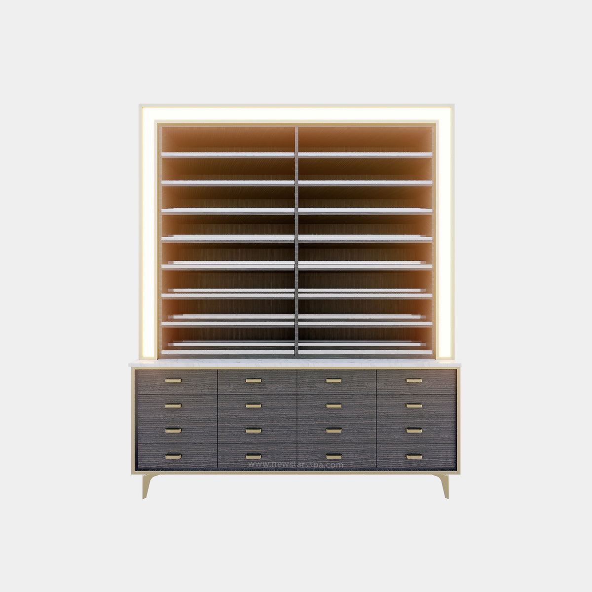 K 1-Sided 2-in-1 Rack w/Cabinet w/Frame Lightbox - 68" - New Star Spa & Furniture Corp.