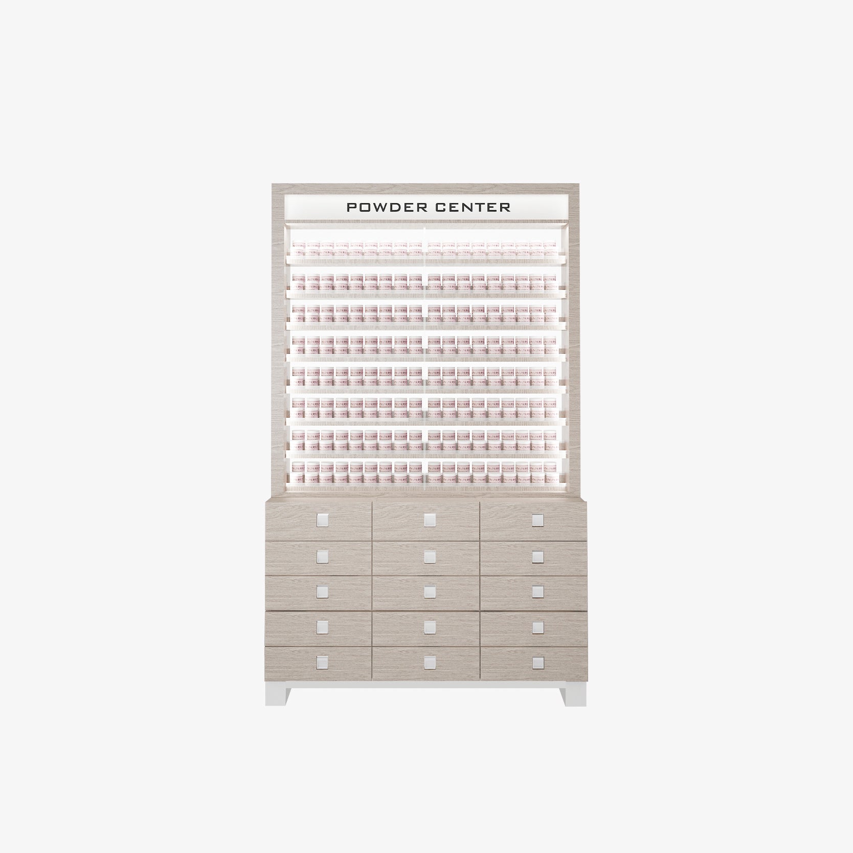 EX Powder Rack w/Cabinet w/Light In The Back 48" - New Star Spa & Furniture Corp.