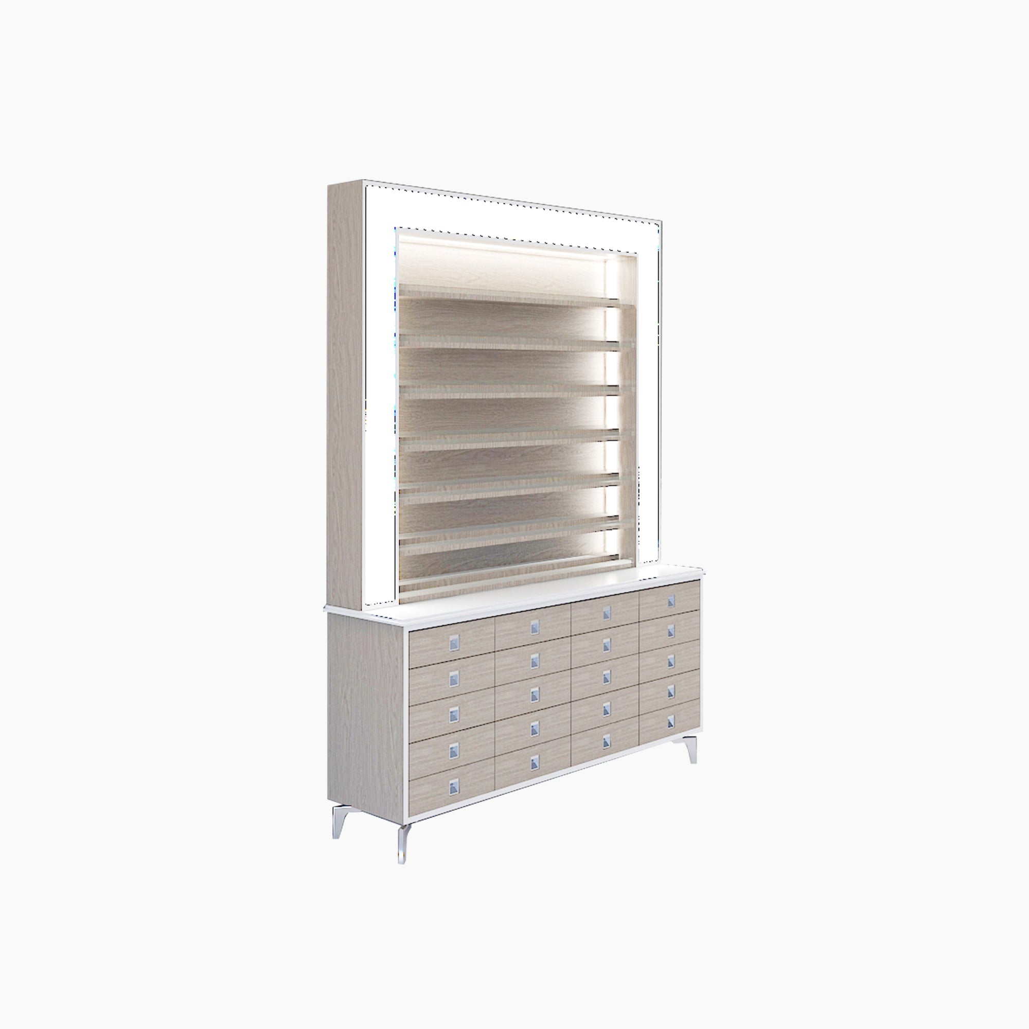 VK B Polish Powder Rack w. Polish Powder Cabinet 1 Side - 60" - New Star Spa &amp; Furniture Corp.
