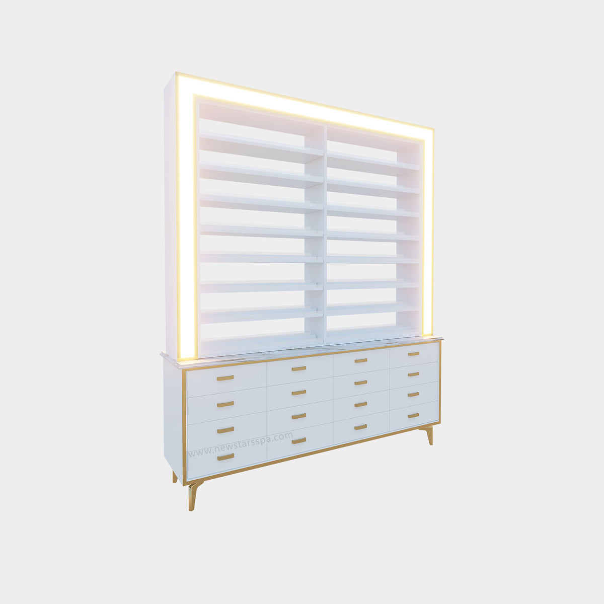 K 2-Sided 2-in-1 Rack w/Cabinet w/Frame Lightbox - 68" - New Star Spa &amp; Furniture Corp.