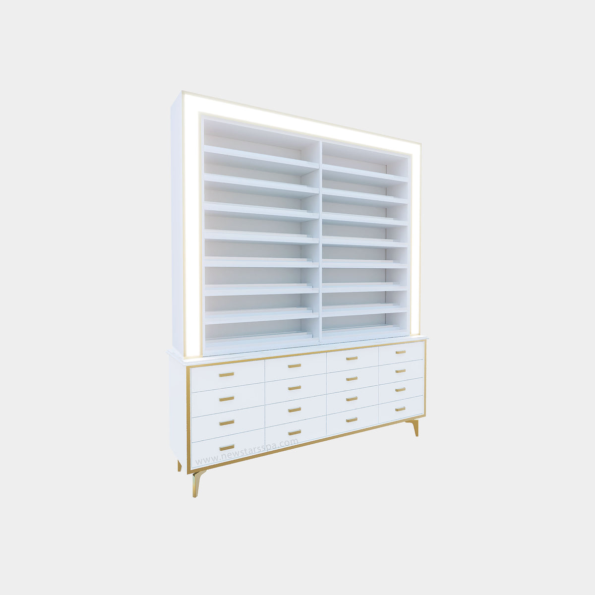 K 1-Sided 2-in-1 Rack w/Cabinet w/Frame Lightbox - 68" - New Star Spa &amp; Furniture Corp.