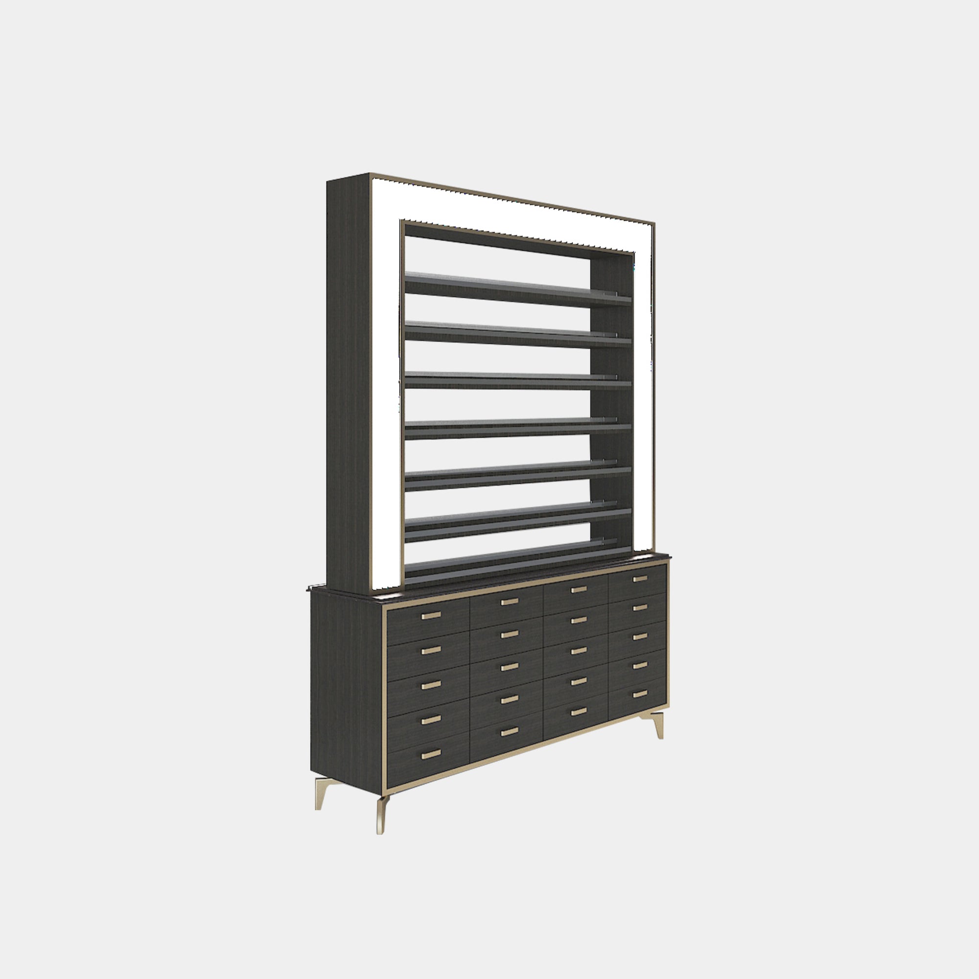 VK B Polish Powder Rack w. Polish Powder Cabinet 2 Side - 60" - New Star Spa &amp; Furniture Corp.