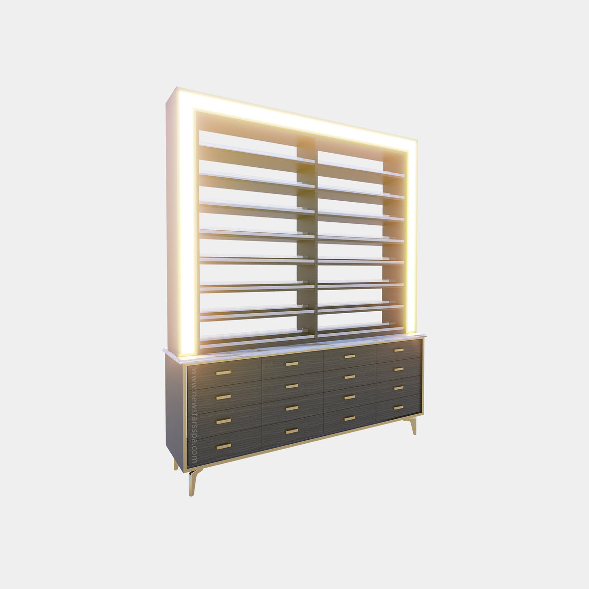 K 2-Sided 2-in-1 Rack w/Cabinet w/Frame Lightbox - 68" - New Star Spa & Furniture Corp.