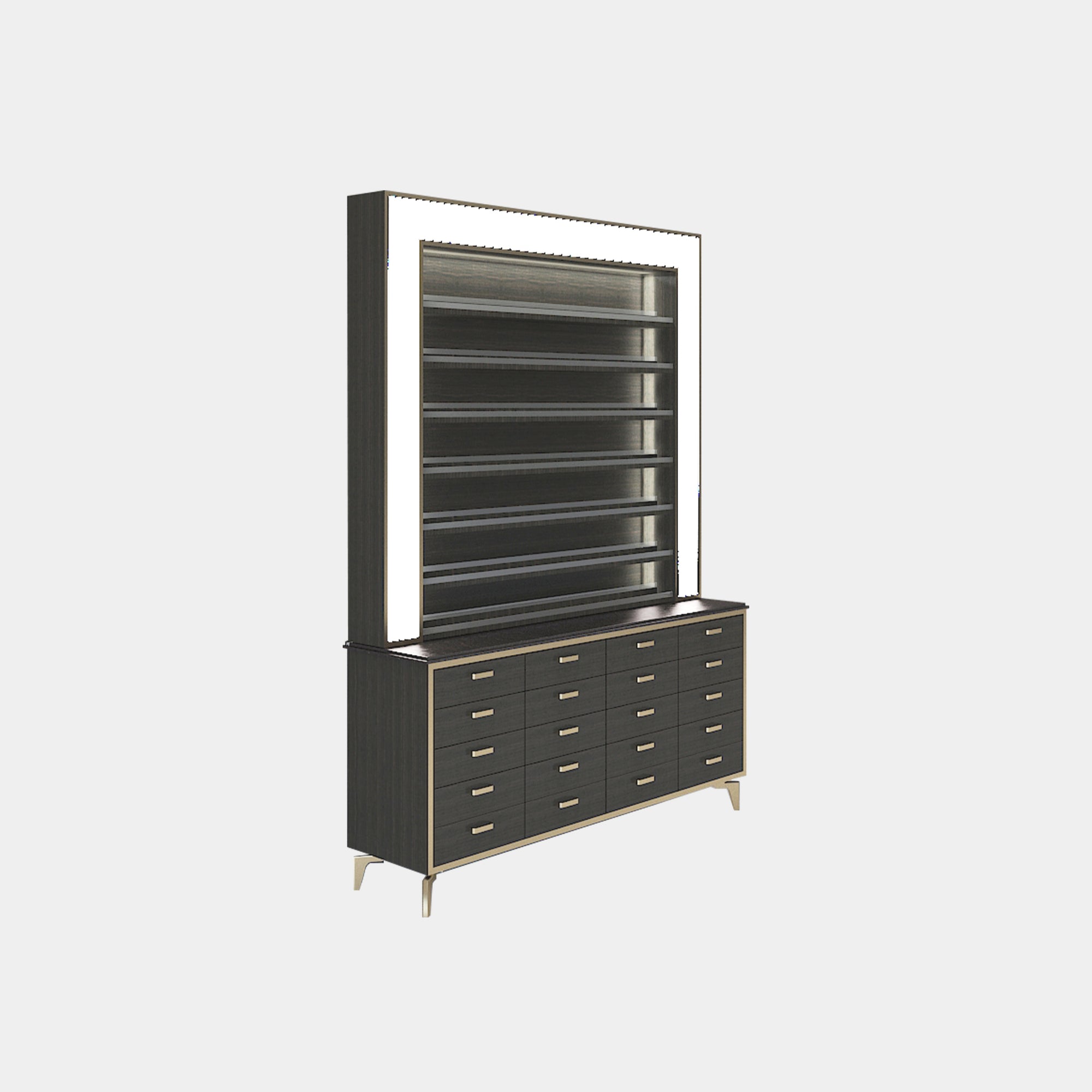 VK B Polish Powder Rack w. Polish Powder Cabinet 1 Side - 60" - New Star Spa &amp; Furniture Corp.