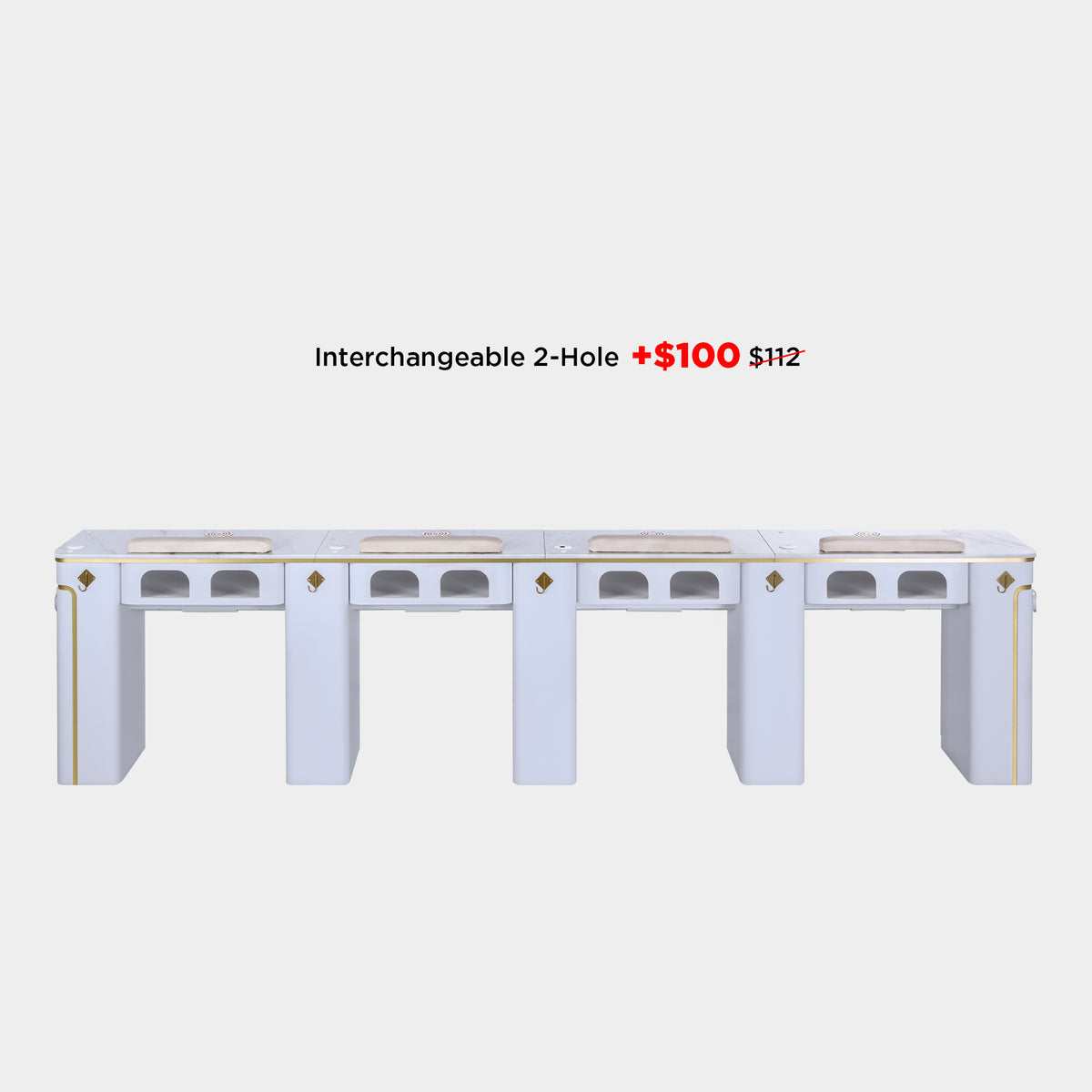 SP Quadruple Nail Table w/Pipe - 131"1/2