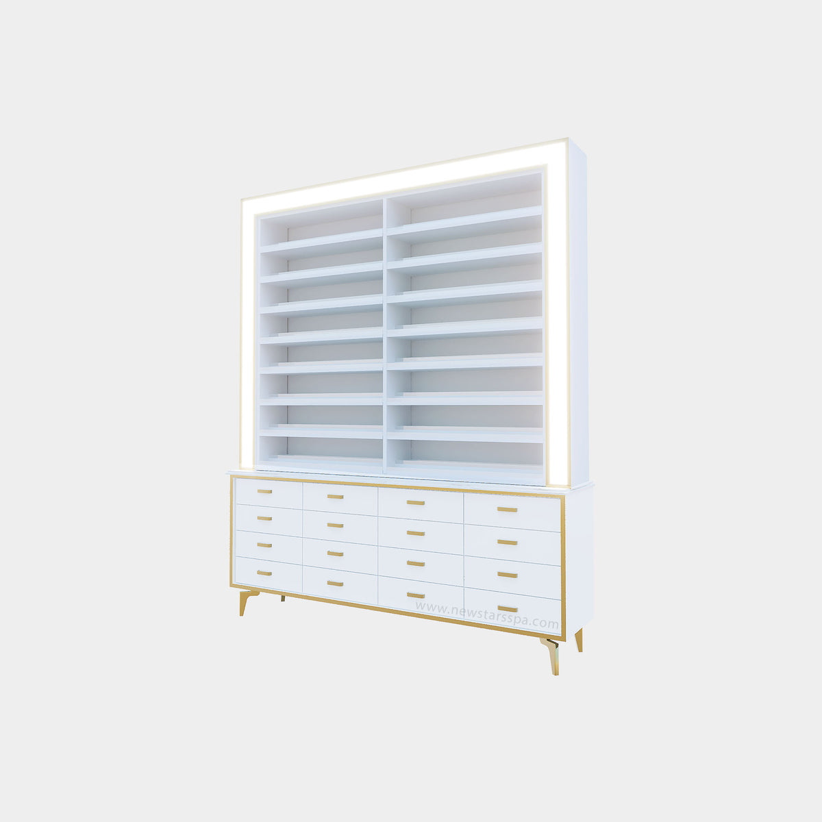 K 1-Sided 2-in-1 Rack w/Cabinet w/Frame Lightbox - 68" - New Star Spa &amp; Furniture Corp.