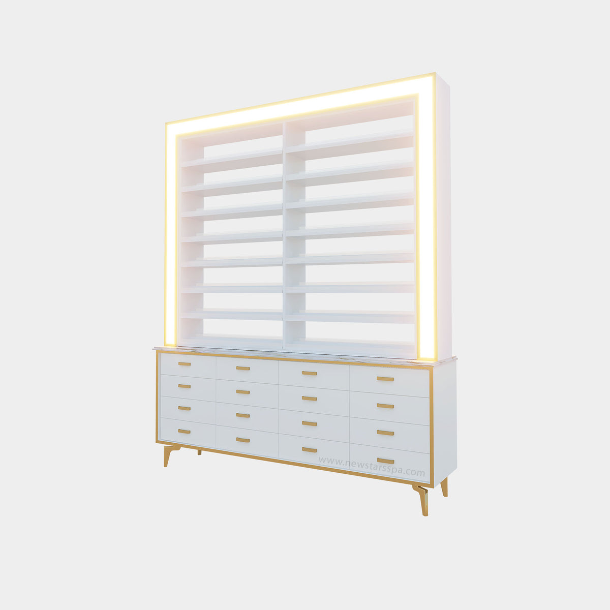 K 2-Sided 2-in-1 Rack w/Cabinet w/Frame Lightbox - 68" - New Star Spa &amp; Furniture Corp.