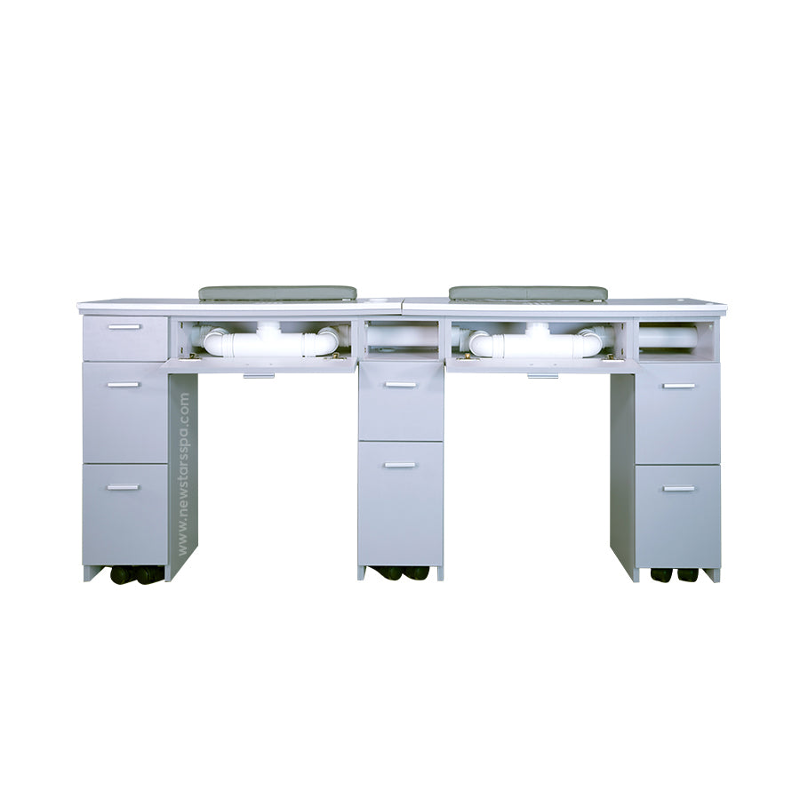 V2 Double Nail Table w/Pipe - 69"1/4 - New Star Spa & Furniture Corp.