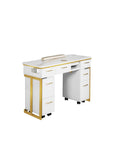 Luna Nail Table - w. Pipe-  Include 2 Cabinet