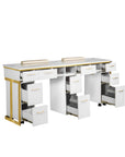 Luna Double Nail Table - Include 3 Cabinet