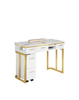 Luna Nail Table - w. Pipe- Include 1 Cabinet