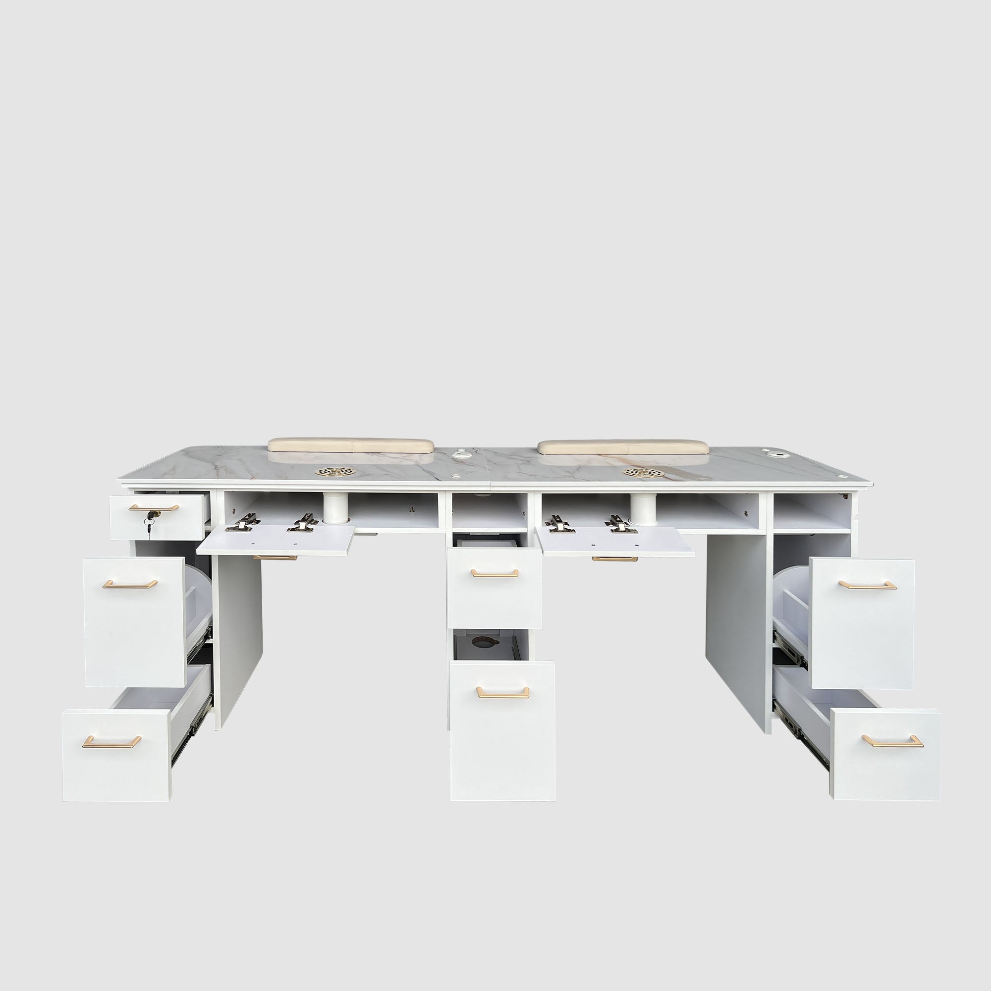 VK Double Basic Nail Table w/Pipe 70&quot;1/2 - New Star Spa &amp; Furniture Corp.