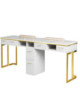 Luna Double Nail Table - Include 1 Cabinet