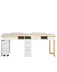 Luna Double Nail Table - Include 2 Cabinet