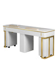 Luna Double Nail Table - Include 3 Cabinet