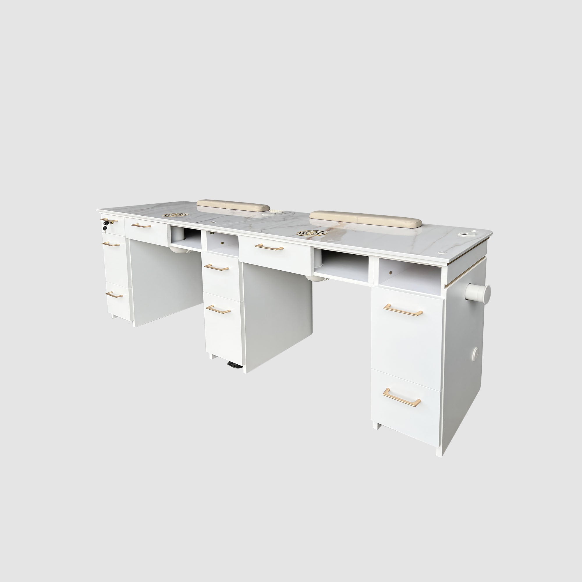 VK Double Basic Nail Table w/Pipe 70&quot;1/2 - New Star Spa &amp; Furniture Corp.