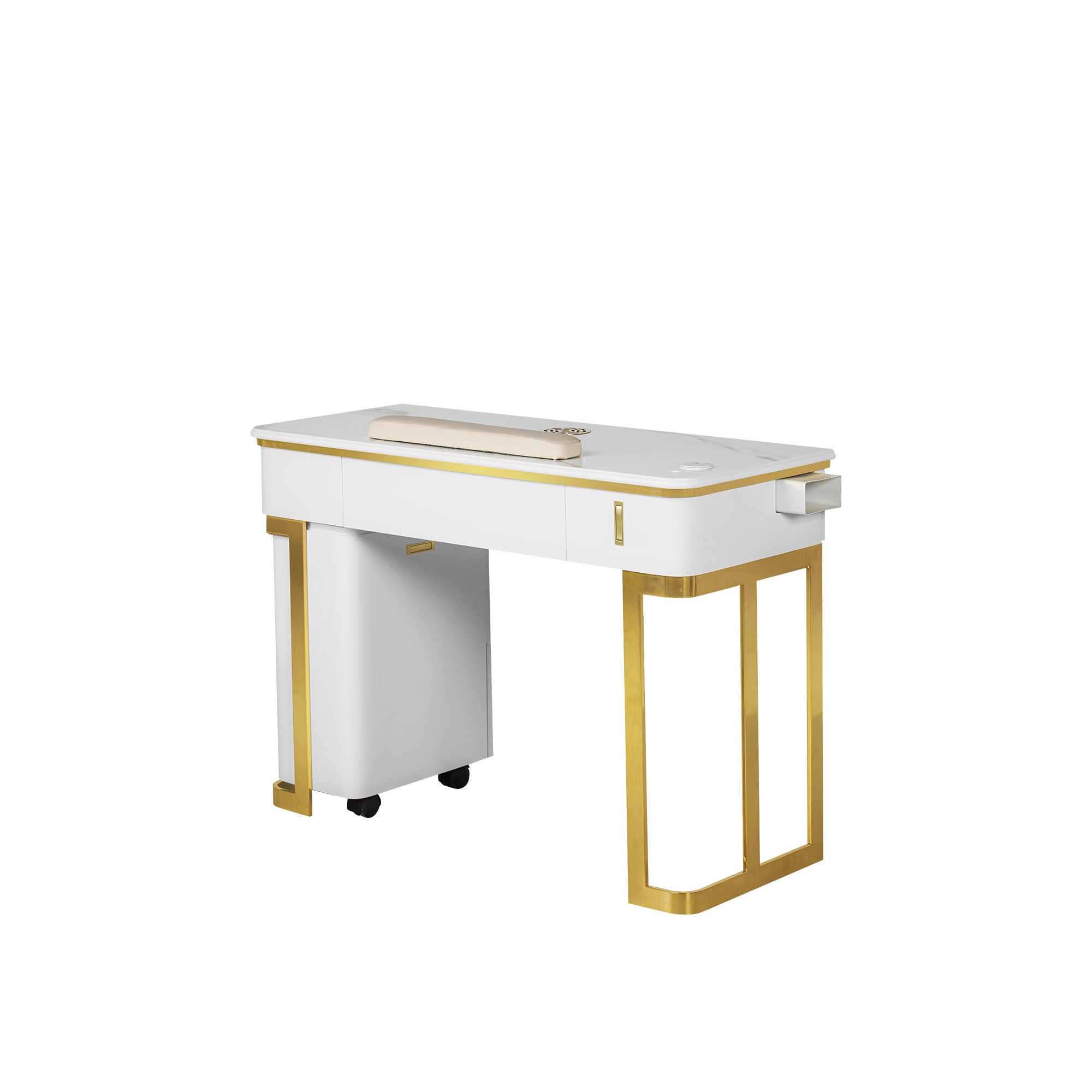 Luna Nail Table - w. Pipe- Include 1 Cabinet