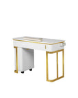 Luna Nail Table - w. Pipe- Include 1 Cabinet