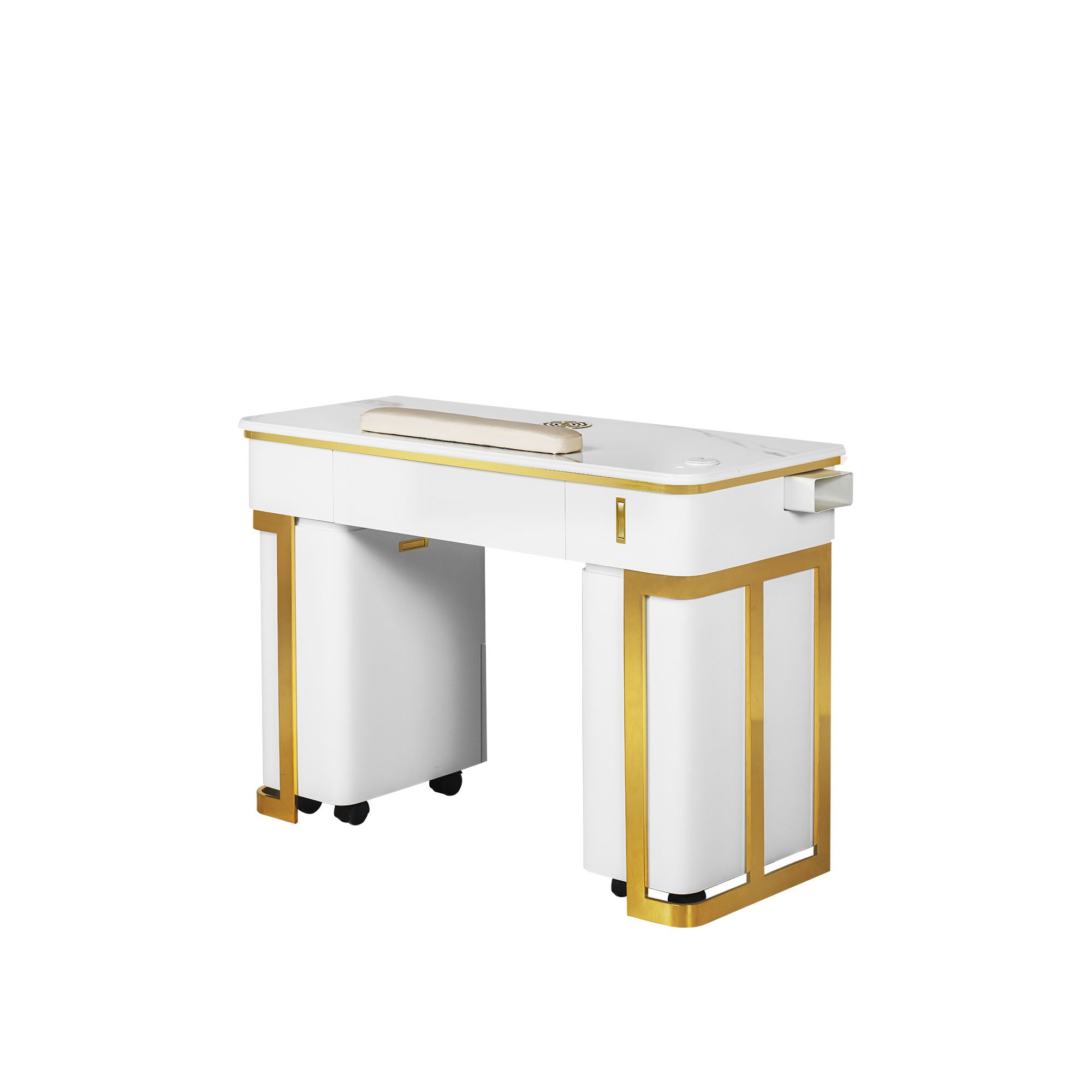 Luna Nail Table - w. Pipe-  Include 2 Cabinet