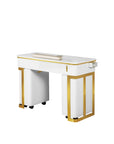 Luna Nail Table - w. Pipe-  Include 2 Cabinet