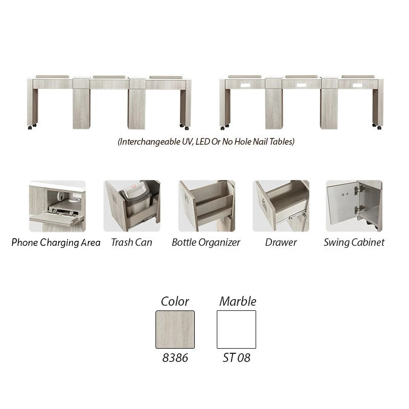 XO Triple Nail Table 96" - New Star Spa & Furniture Corp.
