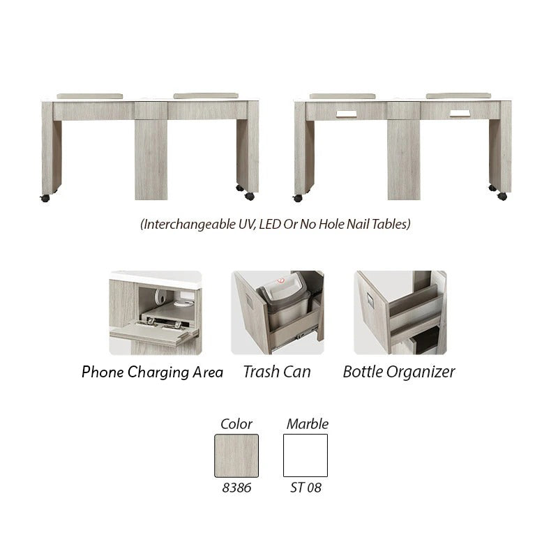 XO Double Nail Table 63" - New Star Spa & Furniture Corp.