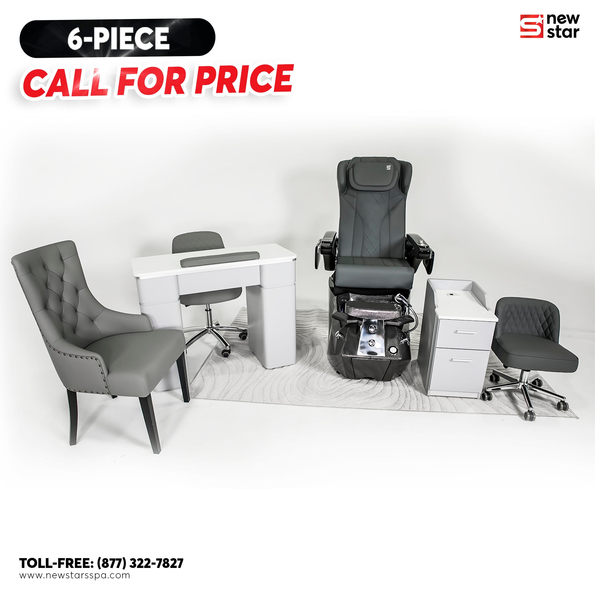 6 - piece Package Aka Spa (Carbon Fiber) - Gray Tub - New Star Salon Furniture
