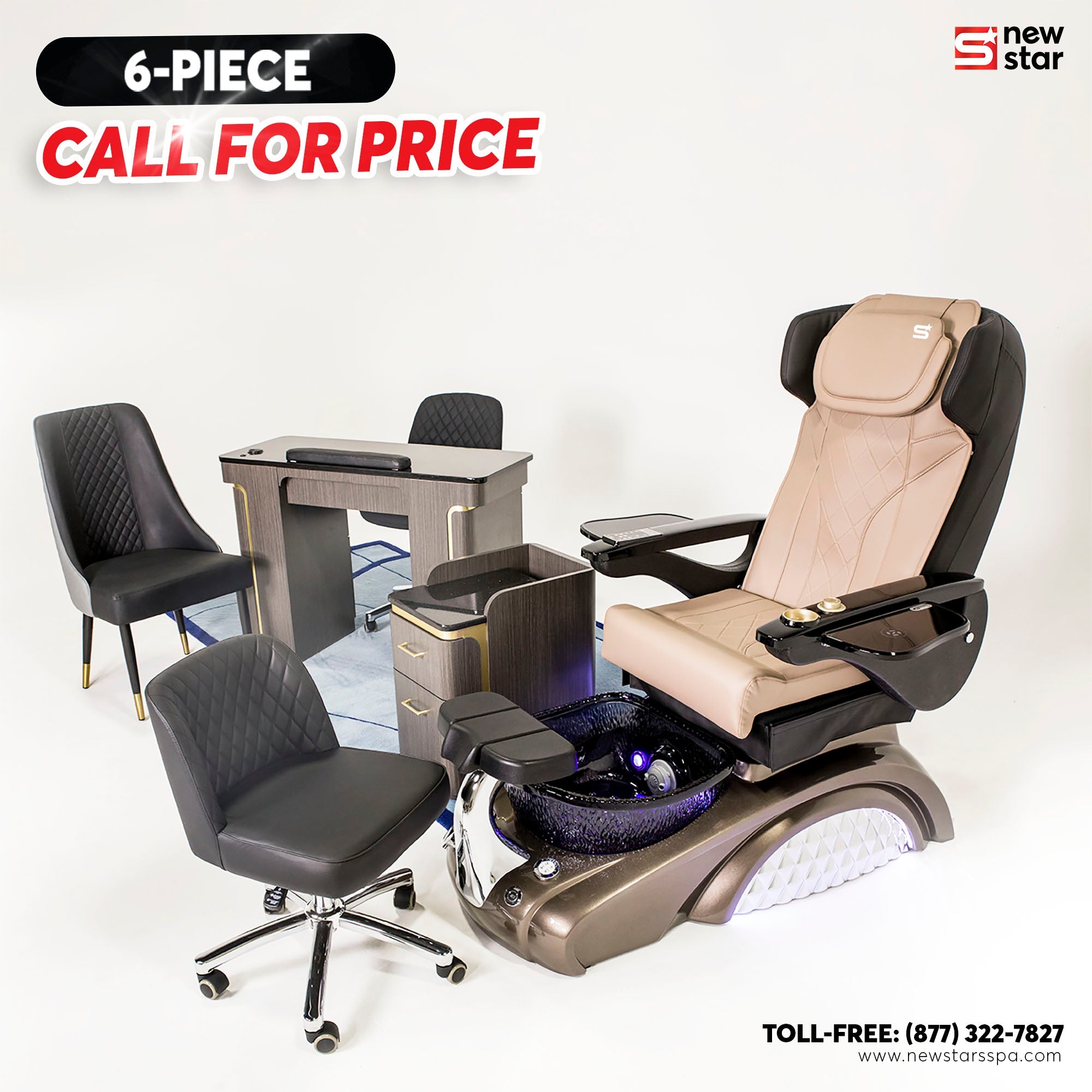 6 - piece Package (Glory Spa - Metallic Mocha Tub) - New Star Salon Furniture