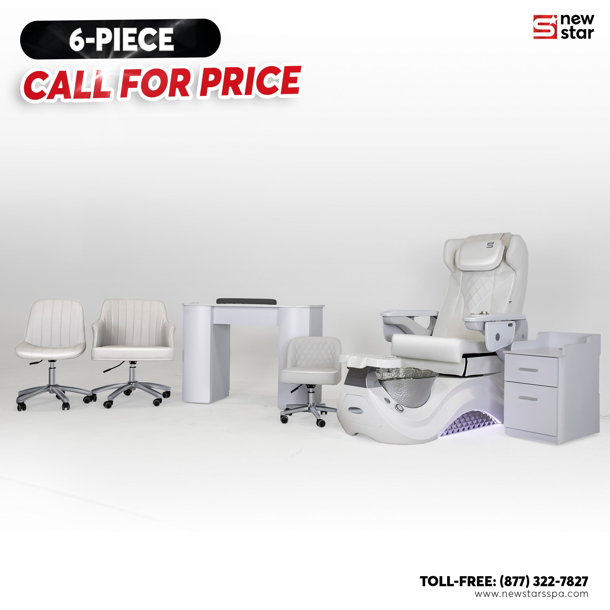 6 - piece Package (Max Spa Full White) - New Star Salon Furniture