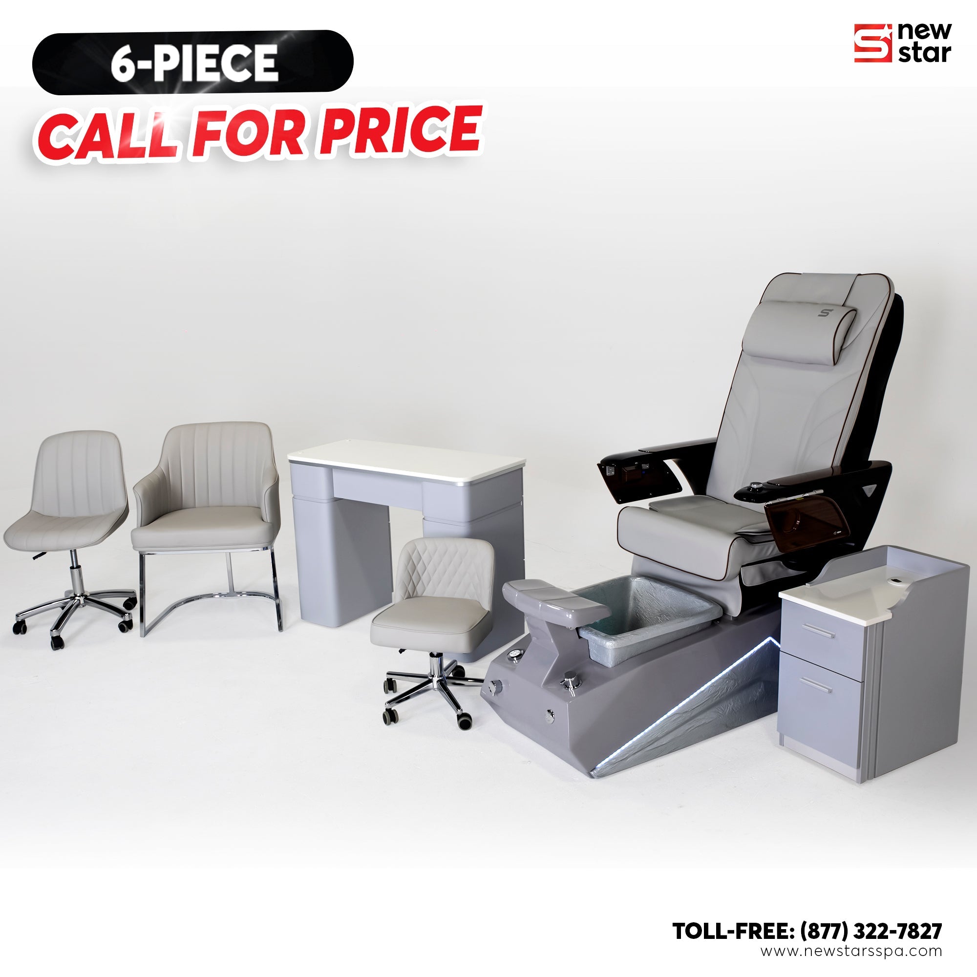 6 - piece Package (Remi Gray w. Massage Chair 789) - New Star Salon Furniture