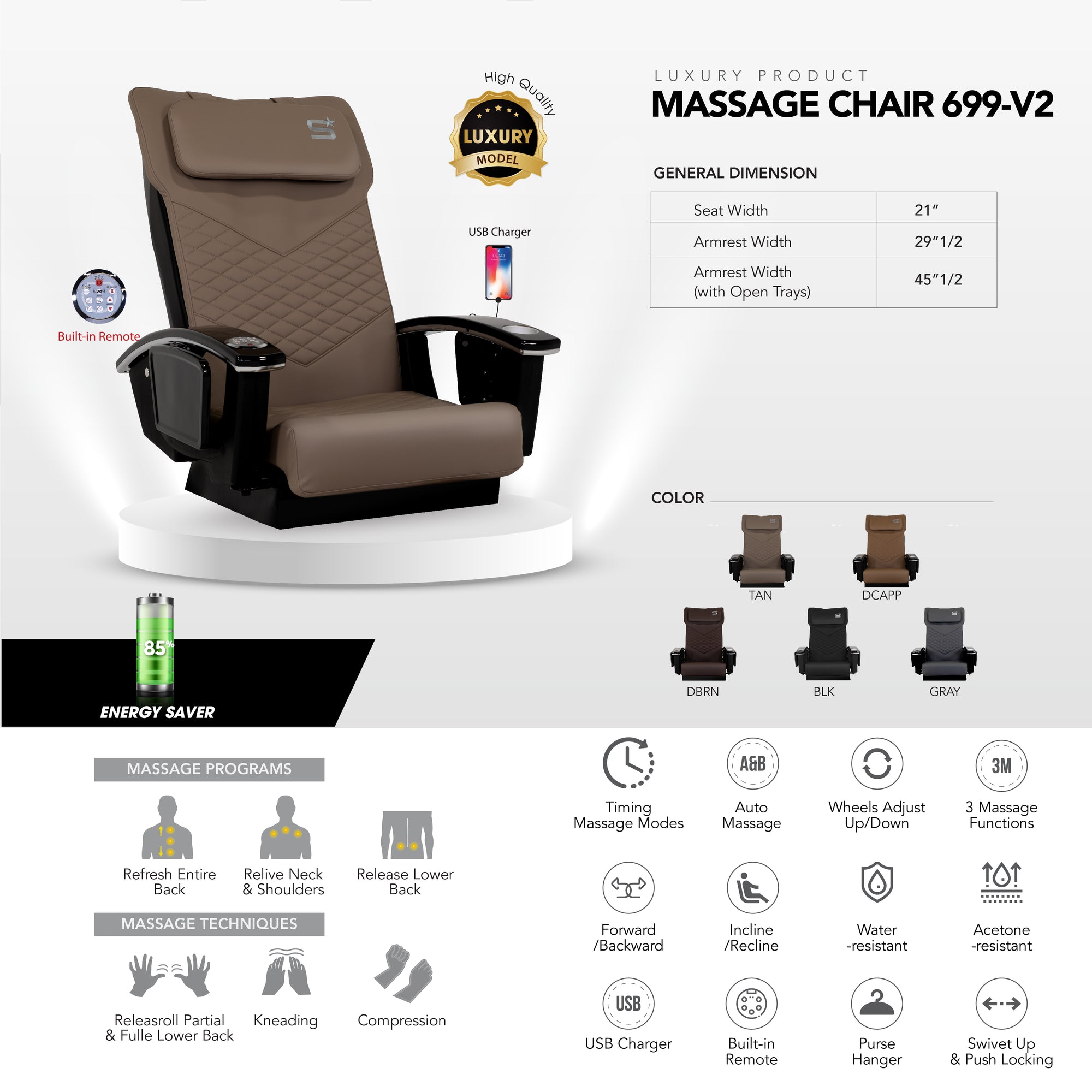 Pedicure Massage Chair 699-V2 - New Star Spa & Furniture Corp.