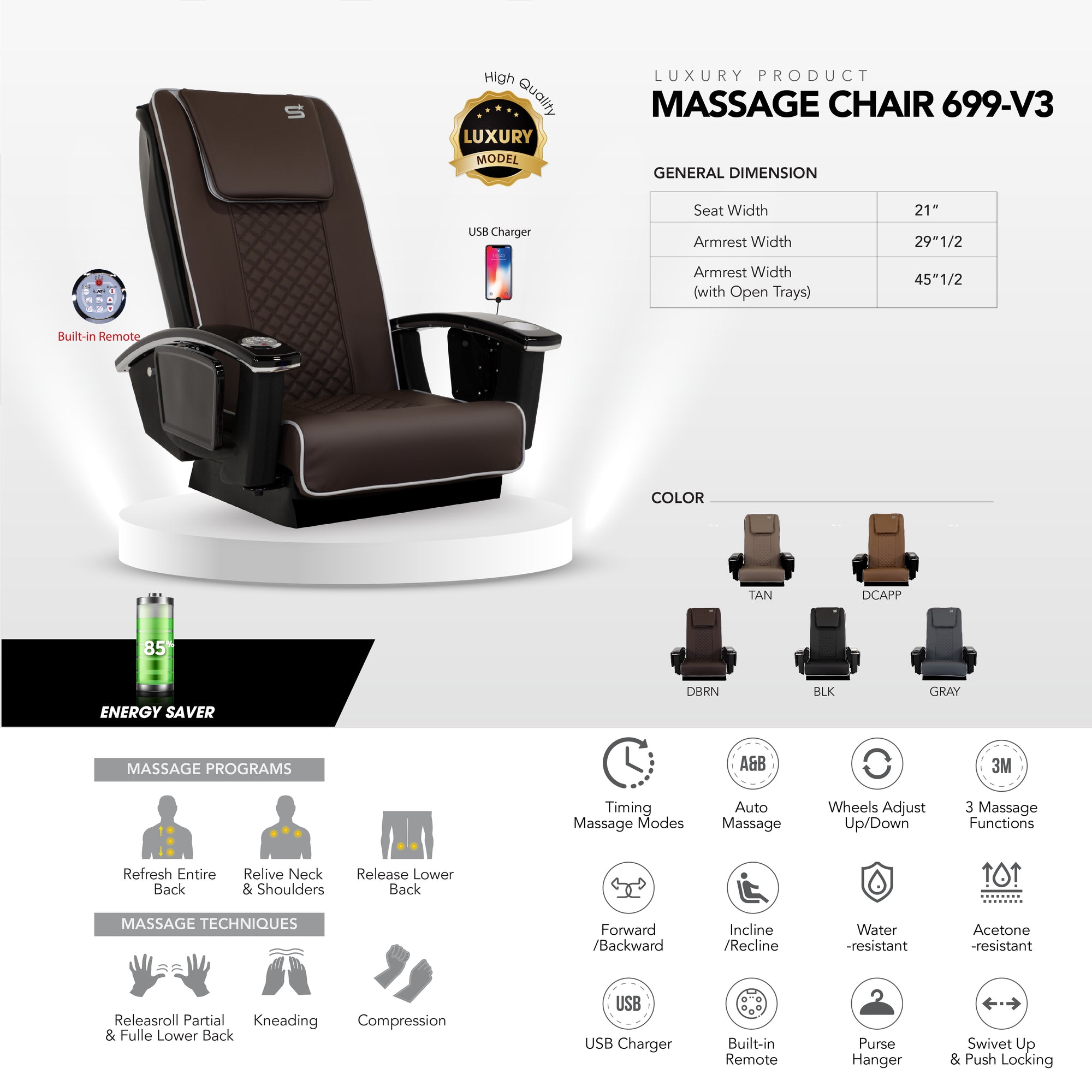 Pedicure Massage Chair 699-V3 - New Star Spa & Furniture Corp.